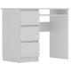 CINO - Bureau avec 3 tiroirs 90 cm bois et blanc style scandinave