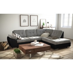 Canapé d'angle convertible GALIS avec lit et surface de couchage. gris