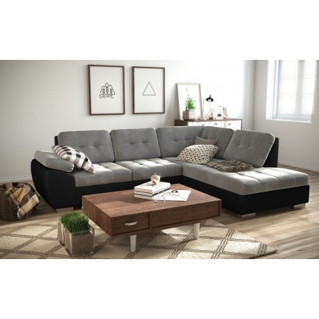 Canapé d'angle convertible GALIS avec lit et surface de couchage. gris
