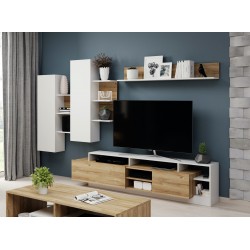 Ensemble TV ILDA bois et blanc moderne et design