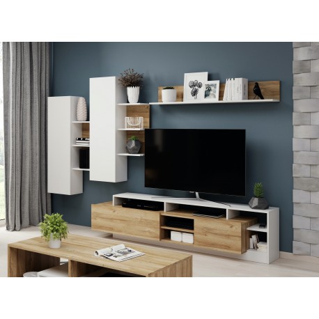 Ensemble TV ILDA bois et blanc moderne et design