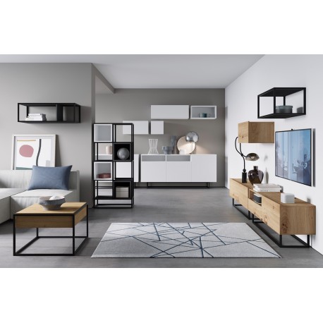 Salon complet ENJOY style loft avec pieds métal. Industriel moderne et design