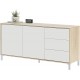 LOON - Commode scandinave en mélamine Chêne et Blanc 154 cm 