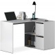 Bureau angle modulable (4 positions) avec rangement 120 cm - Blanc