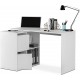 Bureau angle modulable (4 positions) avec rangement 120 cm - Blanc