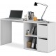 Bureau angle modulable (4 positions) avec rangement 120 cm - Blanc