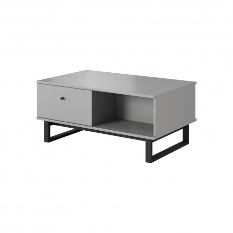 Table basse industrielle AVIRO gris bois et pieds en métal noir effet loft