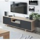 ANIO - Meuble TV 3 portes gris et chêne style industriel 150 cm