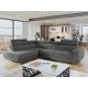 Canapé d'angle convertible UTON avec têtière et coffre de rangement couleur gris