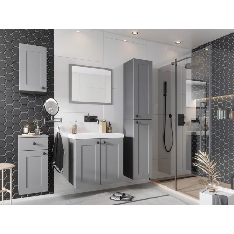 Meubles de salle de bain SENIA gris ou blanc moderne et design avec lavabo