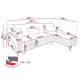 Canapé d'angle convertible CARINI tissu moutarde ou gris avec pli