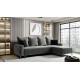 Canapé d'angle convertible CARINI tissu moutarde ou gris avec pli