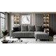 Canapé d'angle convertible CARINI tissu moutarde ou gris avec pli