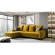 Canapé d'angle convertible CARINI tissu moutarde ou gris avec pli