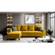 Canapé d'angle convertible CARINI tissu moutarde ou gris avec pli